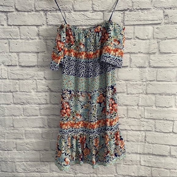 Charles Henry Multicolor Floral Off The Shoulder Dress Size XS - Picture 5 of 6